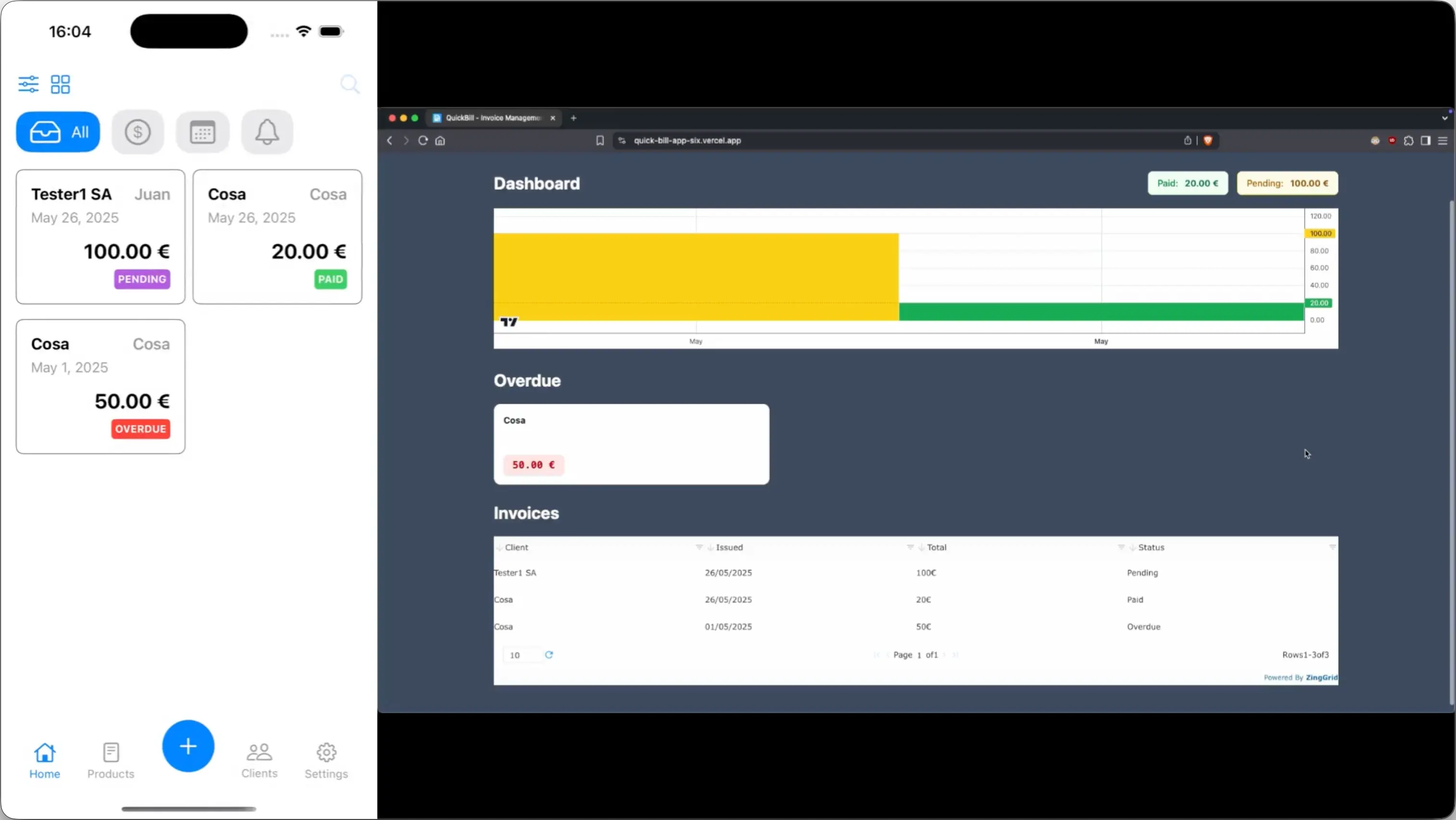 Vista previa de QuickBill-App